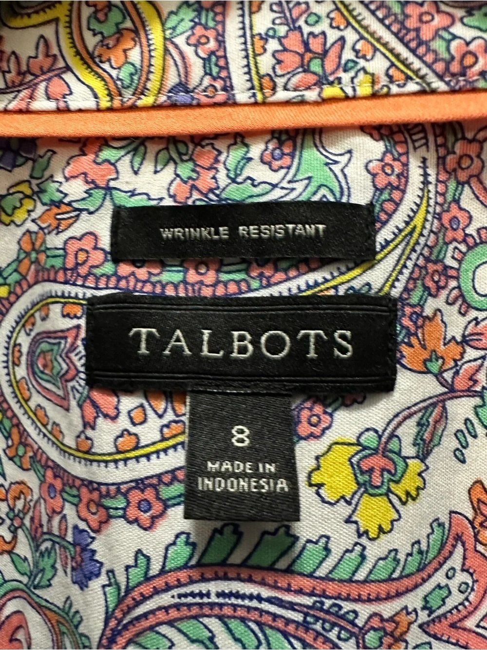 Talbots Size 8 Paisley Print Sleeveless Button Down Shirt EUC - Picture 3 of 4